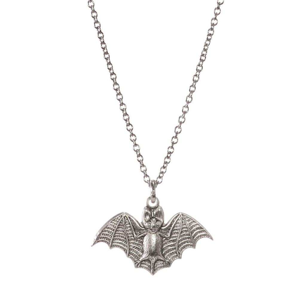 NEW Wicked Wings Bat Charm Necklace Goth Halloween Batty Charm Pendant Silver